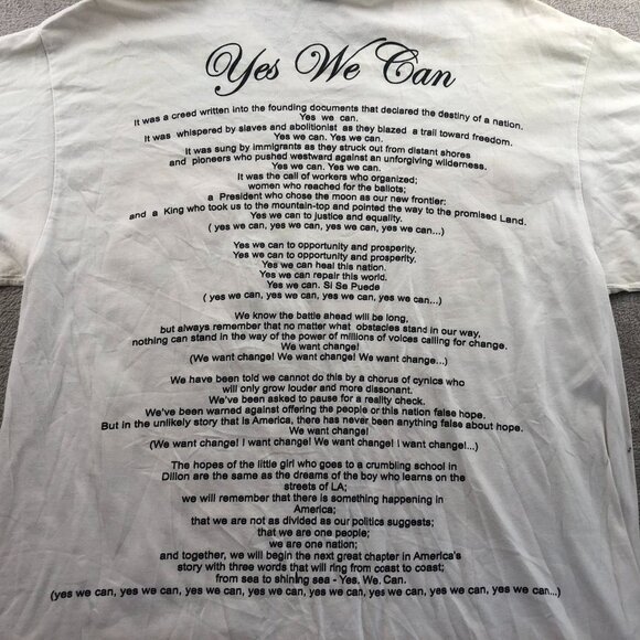 Obama Yes We Can T-Shirt Mens XL Broadway White Graphic Tee Vintage Patriotic - Picture 11 of 13